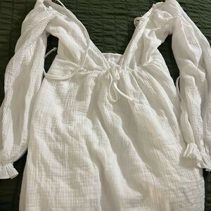 White Long Sleeve Mini dress